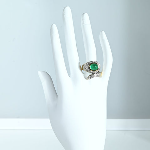 【中古】K18YG EMERALD RING エメラルドリング E2.45ct D0.55ct 9.9g #13.5