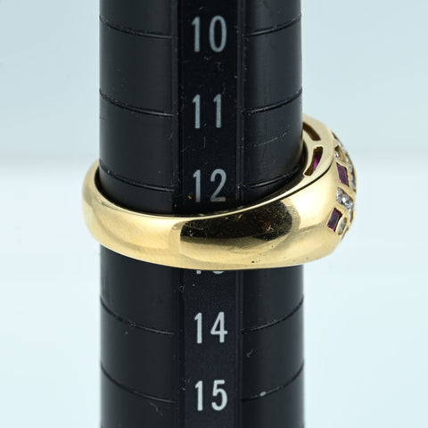 【中古】MITSUKOSHI （三越）K18YG RUBY RING ルビー・ダイヤモンドリング R0.79ct D0.82ct 7.8g #12.5