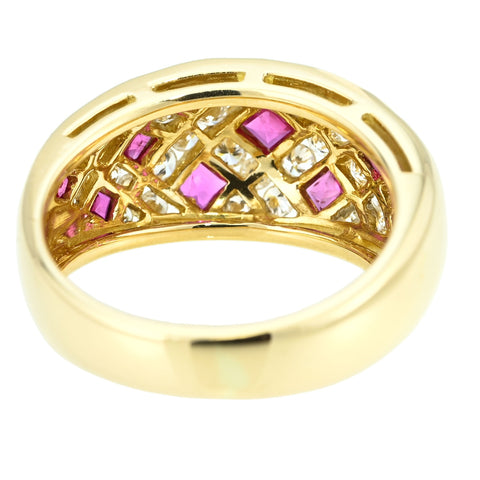 【中古】MITSUKOSHI （三越）K18YG RUBY RING ルビー・ダイヤモンドリング R0.79ct D0.82ct 7.8g #12.5