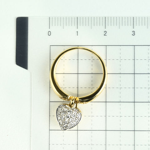 【中古】K18YG DIAMOND RING ダイヤモンド リバーシブルハートチャーム付きリング D0.32ct 5.4g #12