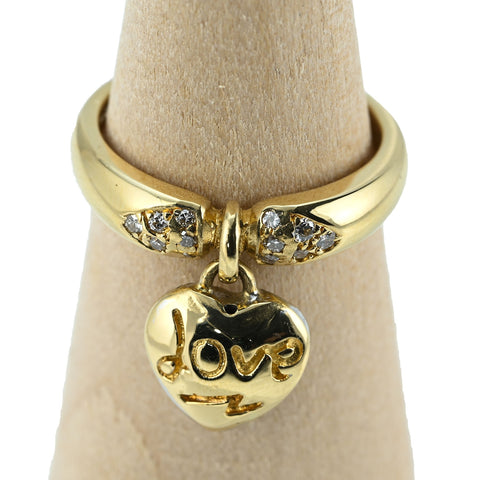 【中古】K18YG DIAMOND RING ダイヤモンド リバーシブルハートチャーム付きリング D0.32ct 5.4g #12