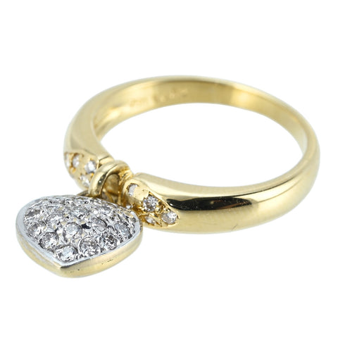 【中古】K18YG DIAMOND RING ダイヤモンド リバーシブルハートチャーム付きリング D0.32ct 5.4g #12