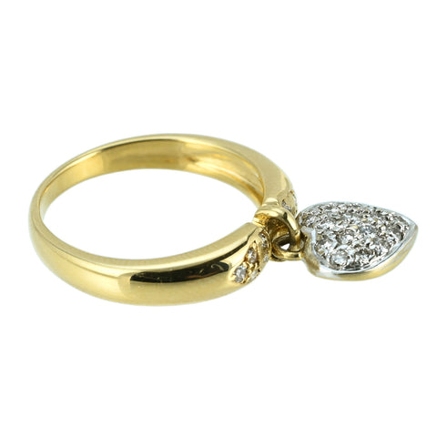 【中古】K18YG DIAMOND RING ダイヤモンド リバーシブルハートチャーム付きリング D0.32ct 5.4g #12