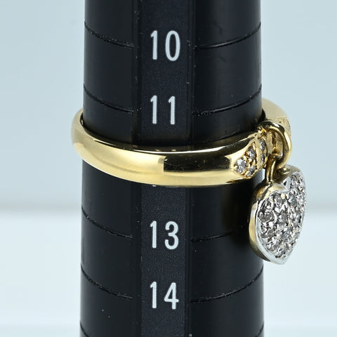 【中古】K18YG DIAMOND RING ダイヤモンド リバーシブルハートチャーム付きリング D0.32ct 5.4g #12