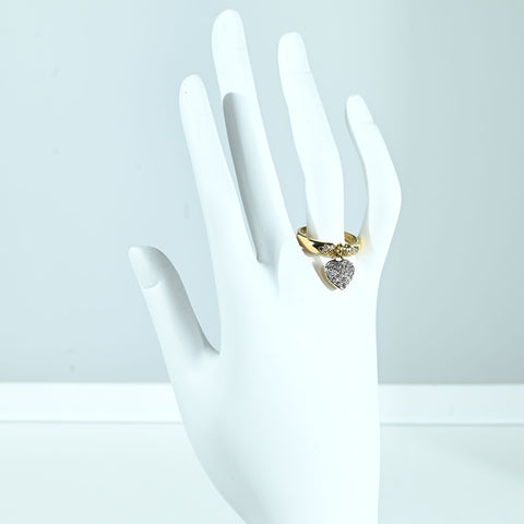 【中古】K18YG DIAMOND RING ダイヤモンド リバーシブルハートチャーム付きリング D0.32ct 5.4g #12