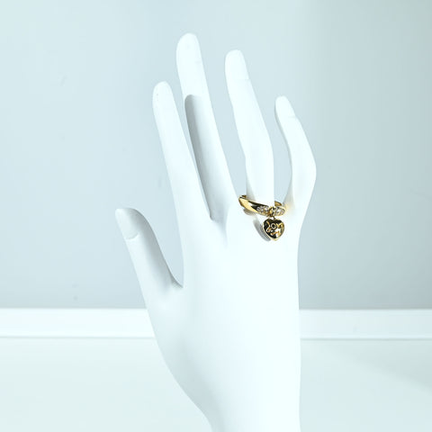 【中古】K18YG DIAMOND RING ダイヤモンド リバーシブルハートチャーム付きリング D0.32ct 5.4g #12