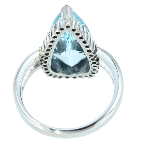 【中古】PT900 AQUAMARINE RING アクアマリンリング AQ4.35ct D0.23ct 7.5g #9