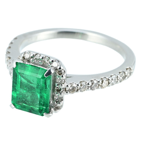【中古】PT950 EMERALD RING エメラルドリング E1.42ct D0.44 GIA 5.5g #13