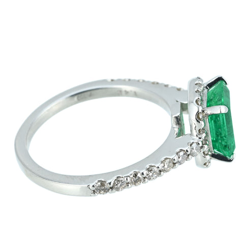 【中古】PT950 EMERALD RING エメラルドリング E1.42ct D0.44 GIA 5.5g #13
