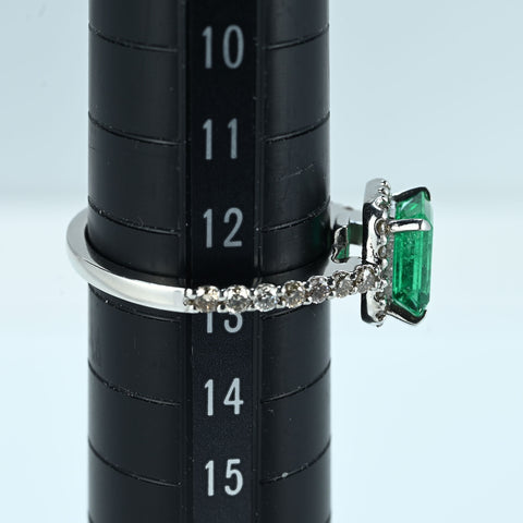 【中古】PT950 EMERALD RING エメラルドリング E1.42ct D0.44 GIA 5.5g #13
