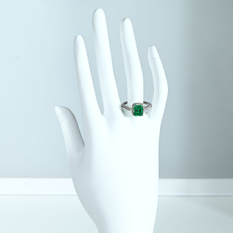 【中古】PT950 EMERALD RING エメラルドリング E1.42ct D0.44 GIA 5.5g #13