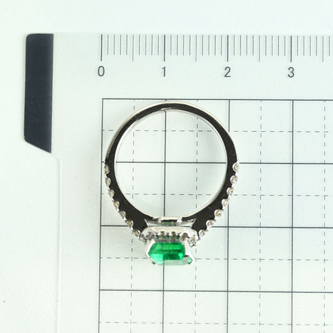 【中古】PT950 EMERALD RING エメラルドリング E1.42ct D0.44 GIA 5.5g #13