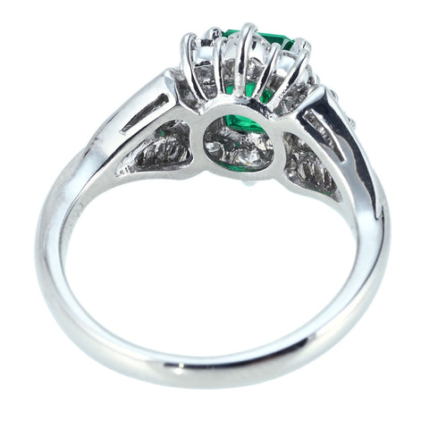 【中古】PT900 EMERALD RING エメラルドリング E0.97ct D0.78ct 7.4g #11.5