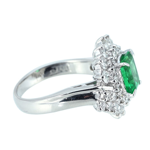 【中古】PT900 EMERALD RING エメラルドリング E0.96ct D0.73ct 6.8g #7