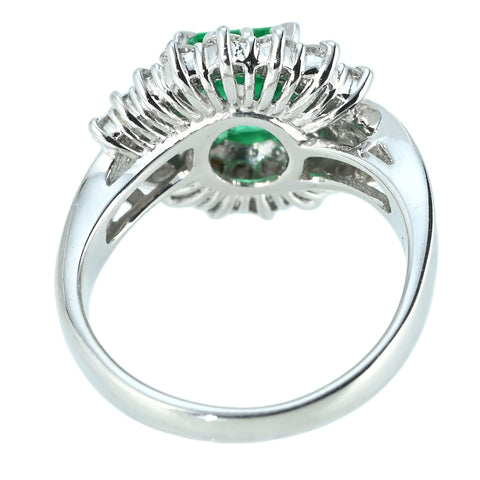 【中古】PT900 EMERALD RING エメラルドリング E0.96ct D0.73ct 6.8g #7