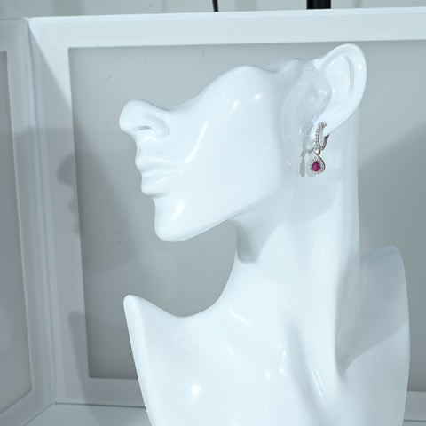 【中古】K18WG RUBY EARRINGS ルビーピアス R0.45ct + R0.45ct  D0.35ct +D0.35ct 4.2g