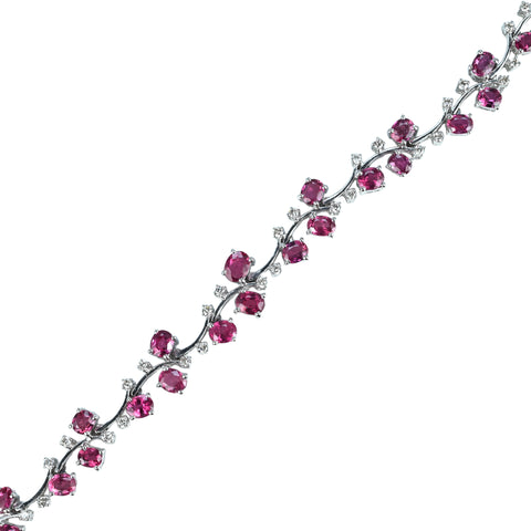 【中古】K18WG RUBY BRACELET ルビー・ダイヤモンドブレスレット R10.28ct D0.95ct 18.4g 18cm