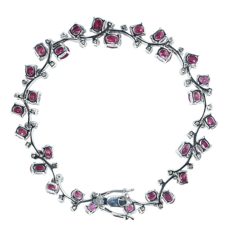 【中古】K18WG RUBY BRACELET ルビー・ダイヤモンドブレスレット R10.28ct D0.95ct 18.4g 18cm