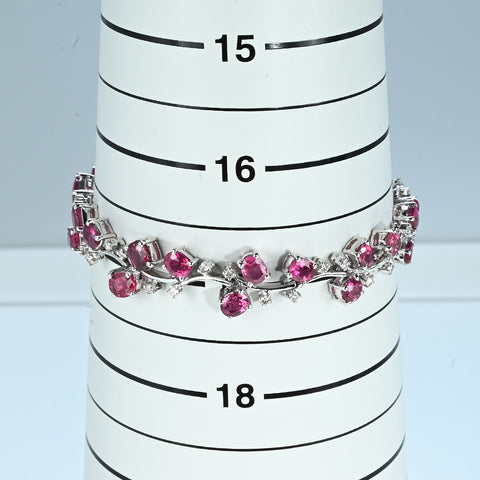 【中古】K18WG RUBY BRACELET ルビー・ダイヤモンドブレスレット R10.28ct D0.95ct 18.4g 18cm