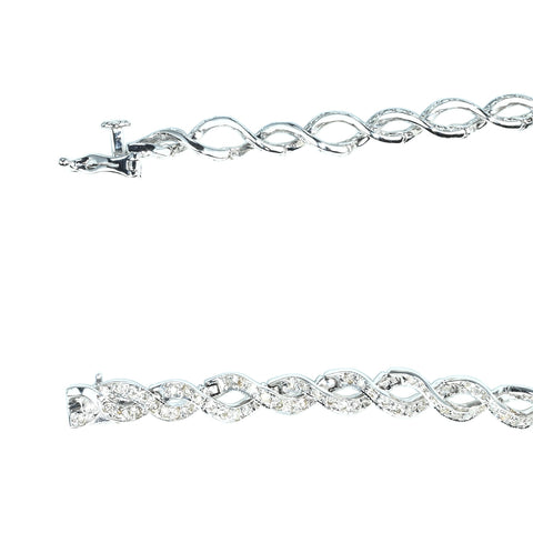 【中古】K18WG DIAMOND BLACELET ダイヤモンドブレスレット D2.00ct 12.7g 18cm