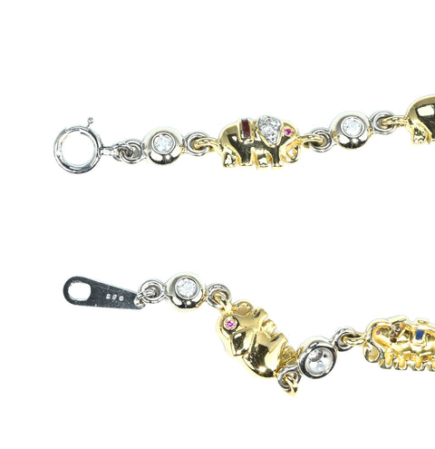 【中古】K18/PT850 DIAMOND BLACELET ダイヤモンド・ルビーブレスレット D0.35ct 17.0g 19cm