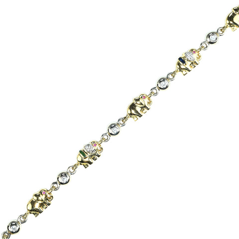 【中古】K18/PT850 DIAMOND BLACELET ダイヤモンド・ルビーブレスレット D0.35ct 17.0g 19cm