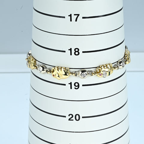 【中古】K18/PT850 DIAMOND BLACELET ダイヤモンド・ルビーブレスレット D0.35ct 17.0g 19cm