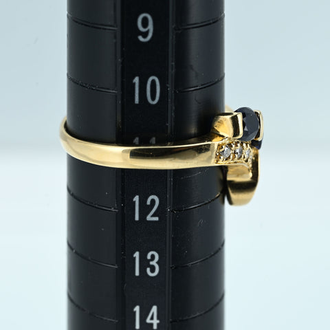【中古】K18YG SAPPHIRE RUBY RING サファイア・ルビーリング S0.75ct R0.72ct D0.15ct 3.9g #12
