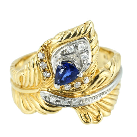 【中古】K18/PT900 SAPPHIRE RING サファイアリング S0.36ct D0.10ct 9.6g #14