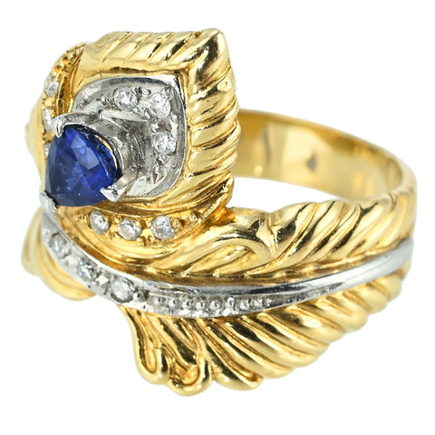【中古】K18/PT900 SAPPHIRE RING サファイアリング S0.36ct D0.10ct 9.6g #14