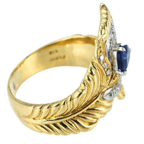 【中古】K18/PT900 SAPPHIRE RING サファイアリング S0.36ct D0.10ct 9.6g #14