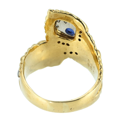 【中古】K18/PT900 SAPPHIRE RING サファイアリング S0.36ct D0.10ct 9.6g #14