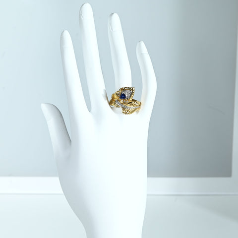 【中古】K18/PT900 SAPPHIRE RING サファイアリング S0.36ct D0.10ct 9.6g #14