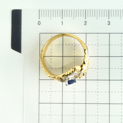 【中古】K18/PT900 SAPPHIRE RING サファイアリング S0.36ct D0.10ct 9.6g #14