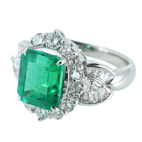 【中古】PT900 EMERALD RING エメラルドリング E3.03ct D1.01ct 8.9g #10