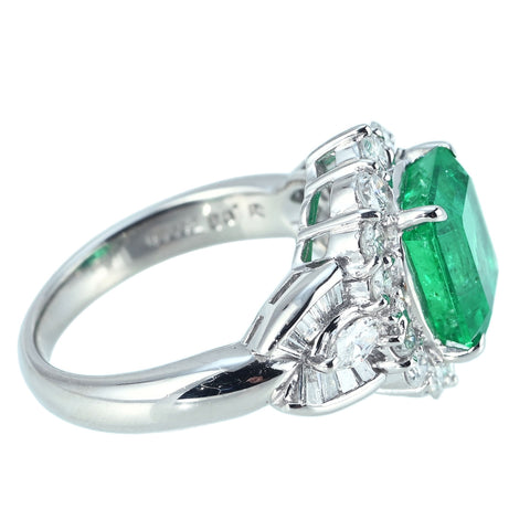 【中古】PT900 EMERALD RING エメラルドリング E3.03ct D1.01ct 8.9g #10
