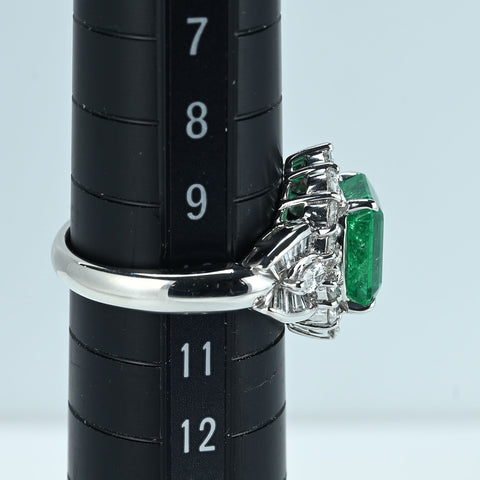 【中古】PT900 EMERALD RING エメラルドリング E3.03ct D1.01ct 8.9g #10
