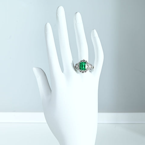 【中古】PT900 EMERALD RING エメラルドリング E3.03ct D1.01ct 8.9g #10