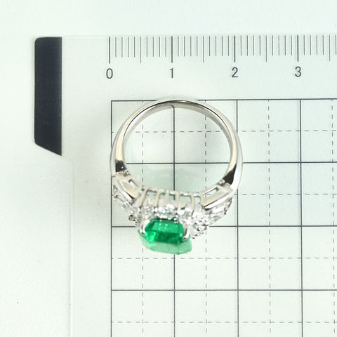 【中古】PT900 EMERALD RING エメラルドリング E3.03ct D1.01ct 8.9g #10