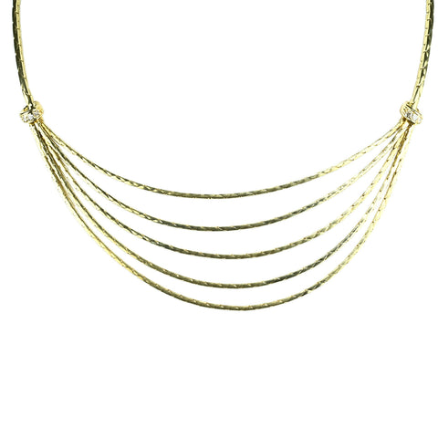 【中古】K18YG NECKLACE 5連 ゴールドネックレス 20.1g 38cm