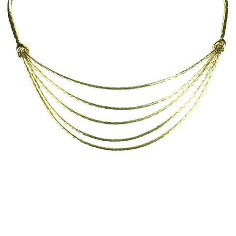 【中古】K18YG NECKLACE 5連 ゴールドネックレス 20.1g 38cm