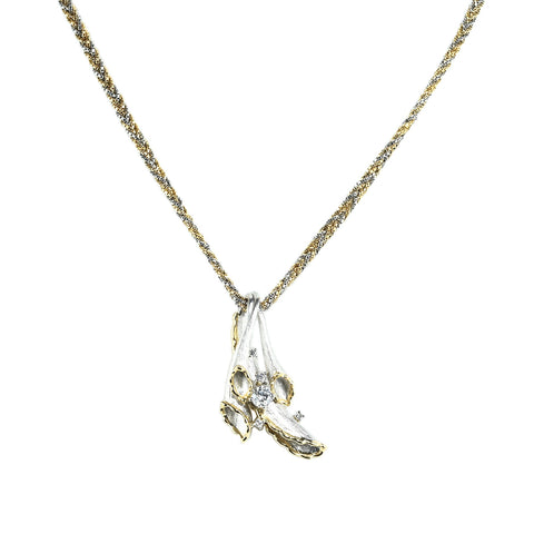 【中古】 石川暢子 PT850/K18/PT900 DIAMOND NECKLACE ダイヤモンドペンダントネックレス D0.21ct D0.07ct 20.1g 42cm