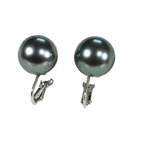 【中古】 K14WG TAHITIAN PEARL EARRINGS 黒蝶パールイヤリング 12.9mm 7.0g
