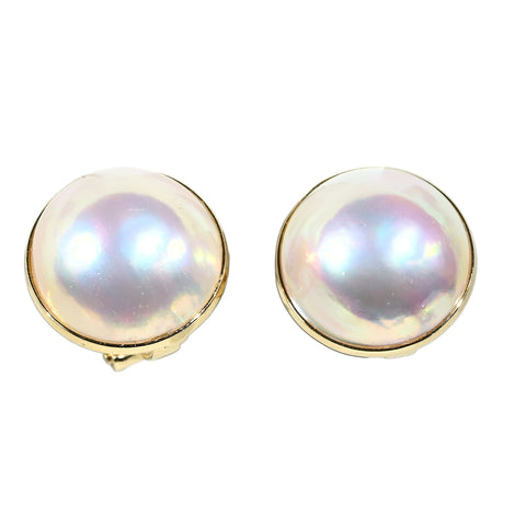 【中古】 K18YG MABE PEARL EARRINGS マベパールイヤリング 13.5mm 6.0g