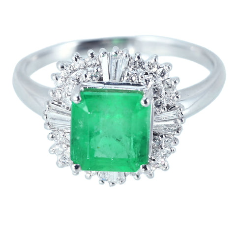 [Pre-owned] PT900 EMERALD RING E2.08ct D0.37ct 6.1g #17