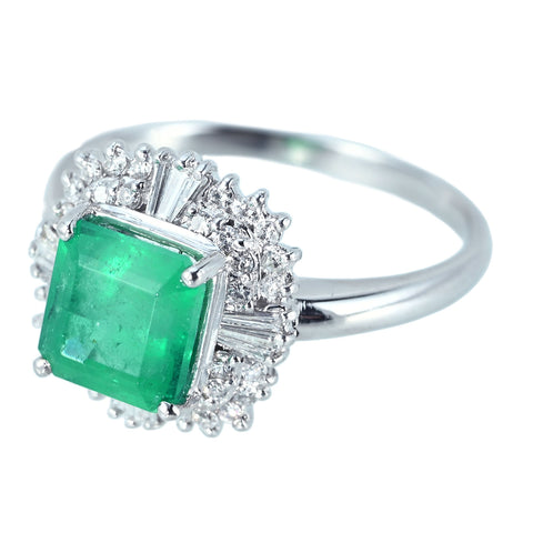 [Pre-owned] PT900 EMERALD RING E2.08ct D0.37ct 6.1g #17