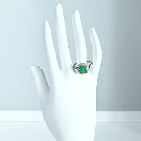 [Pre-owned] PT900 EMERALD RING E2.08ct D0.37ct 6.1g #17