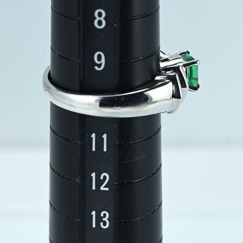 【中古】PT900 EMERALD RING エメラルドリング E0.50ct D0.45ct 5.6g #10
