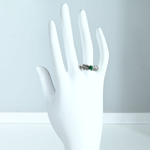 【中古】PT900 EMERALD RING エメラルドリング E0.50ct D0.45ct 5.6g #10