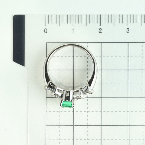 【中古】PT900 EMERALD RING エメラルドリング E0.50ct D0.45ct 5.6g #10